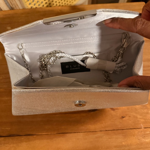 Silver Clutch with Silver Chain Strap - Picture 6 of 6